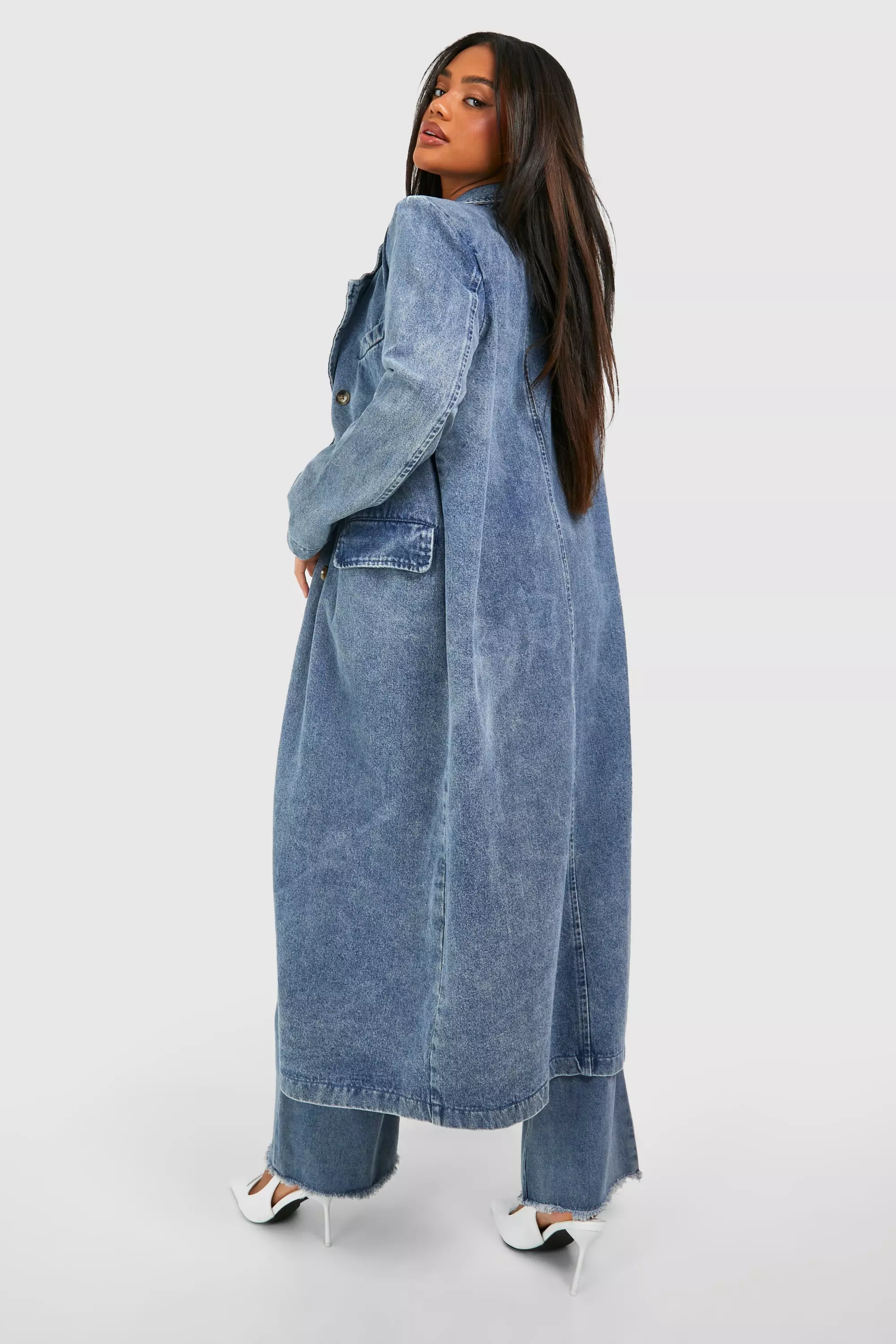 Plus size denim trench coat hotsell